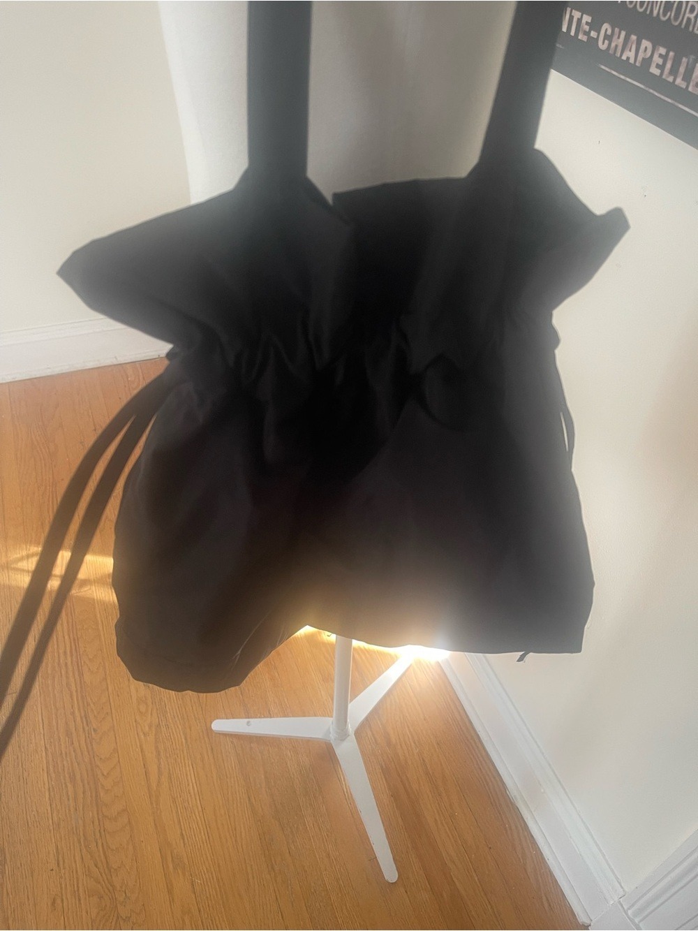 Black Nylon Drawstring Tote